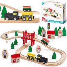 Wooden circuit with toy train