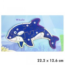 Wooden puzzle whale