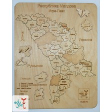 Puzzle Harta R. Moldova cu raioane natur in limba rusa