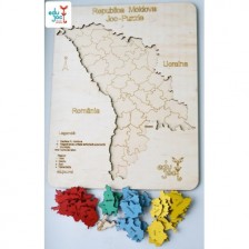 Puzzle Harta R. Moldova cu raioane cu umbre